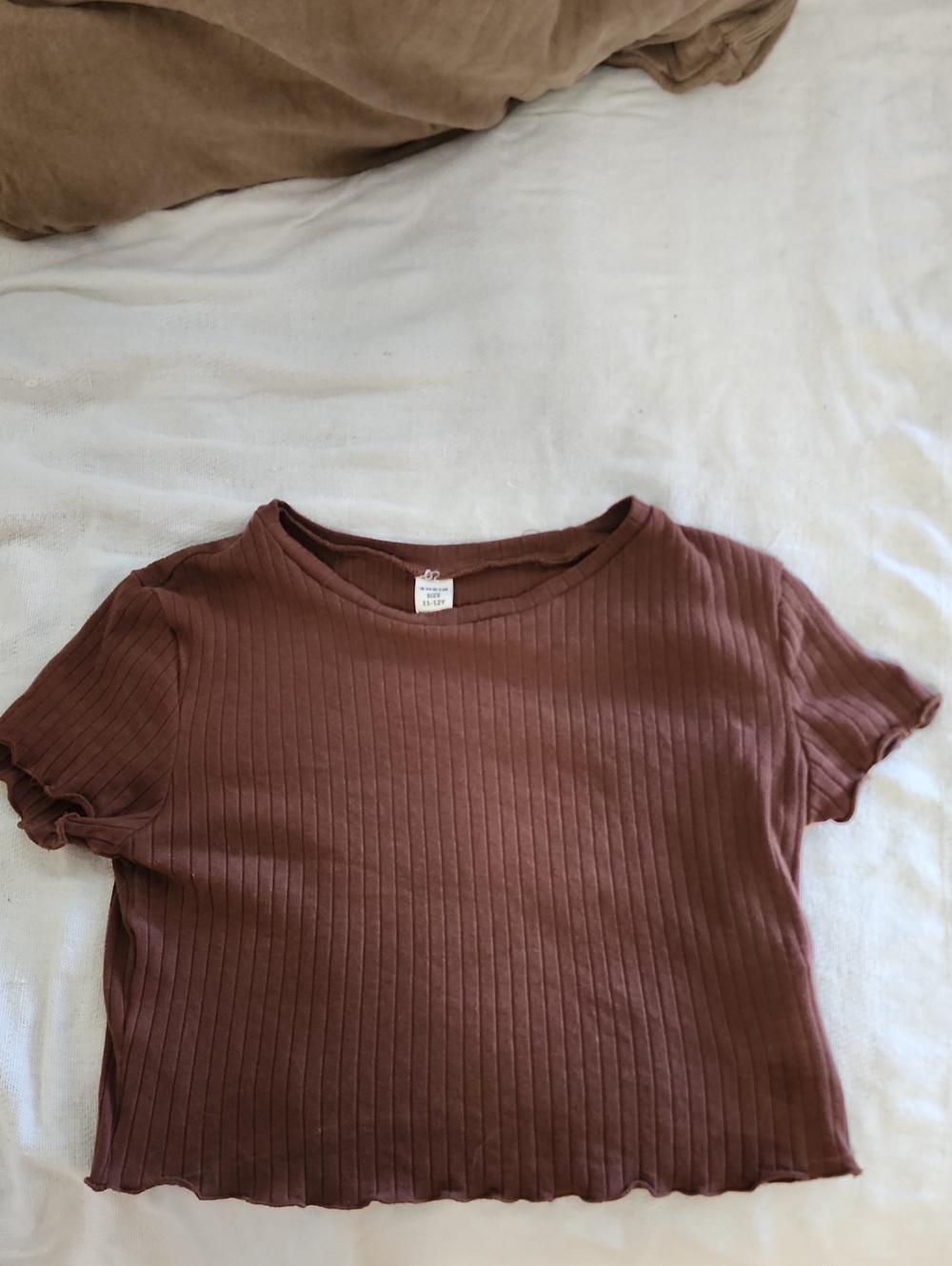 SHEIN Ribbed Short Sleeve - Brown